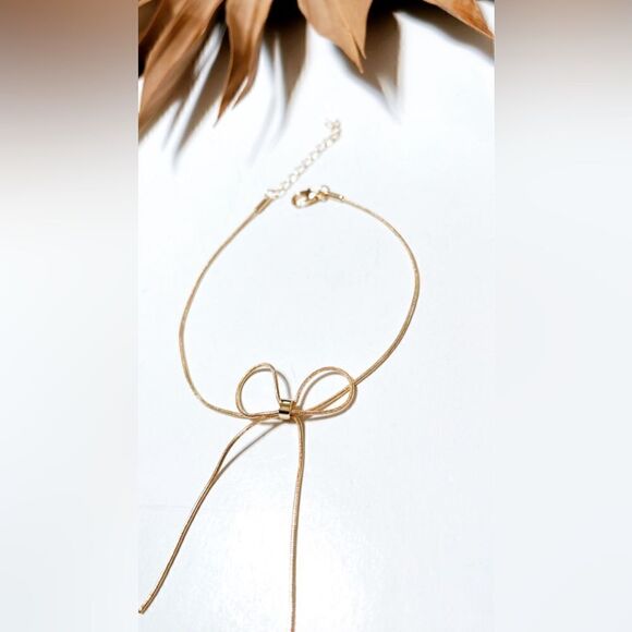 Gold bow anklet  #1036 - Picture 3 of 3